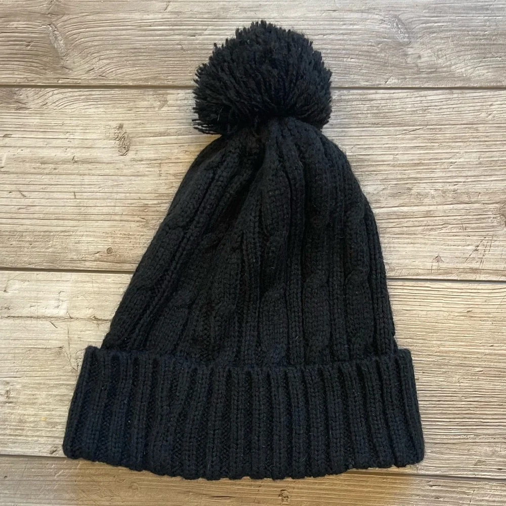 Tokyo Disney Resort | Black Knit Beanie with Pink Polka Dot Bow